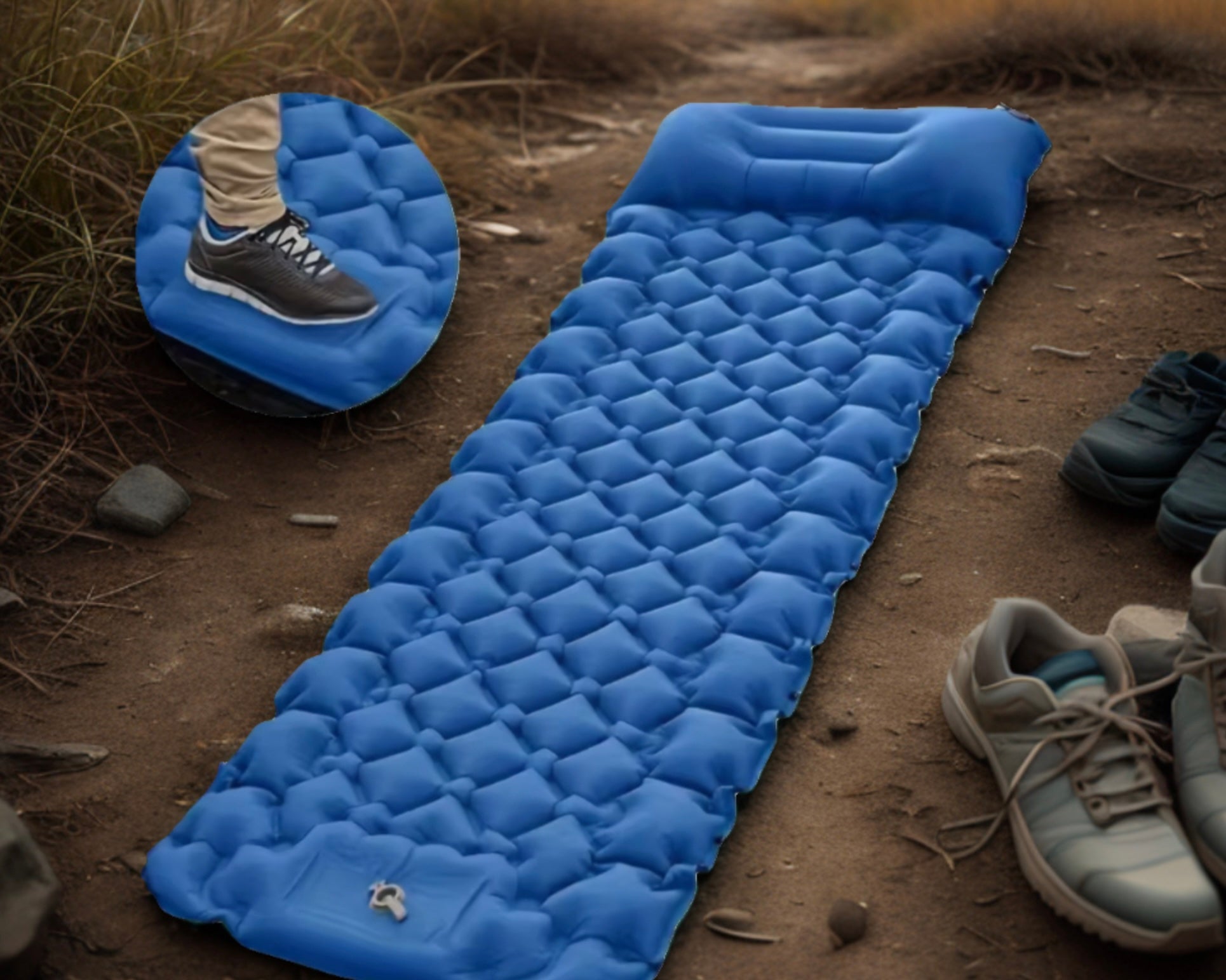 Portable outdoor camping mattress ultralight plus air-enhancing bed sleeping mattress for travel, hiking, picnic overnight