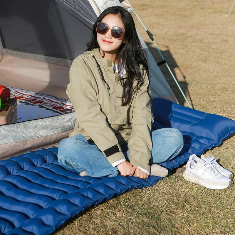 Portable outdoor camping mattress ultralight plus air-enhancing bed sleeping mattress for travel, hiking, picnic overnight